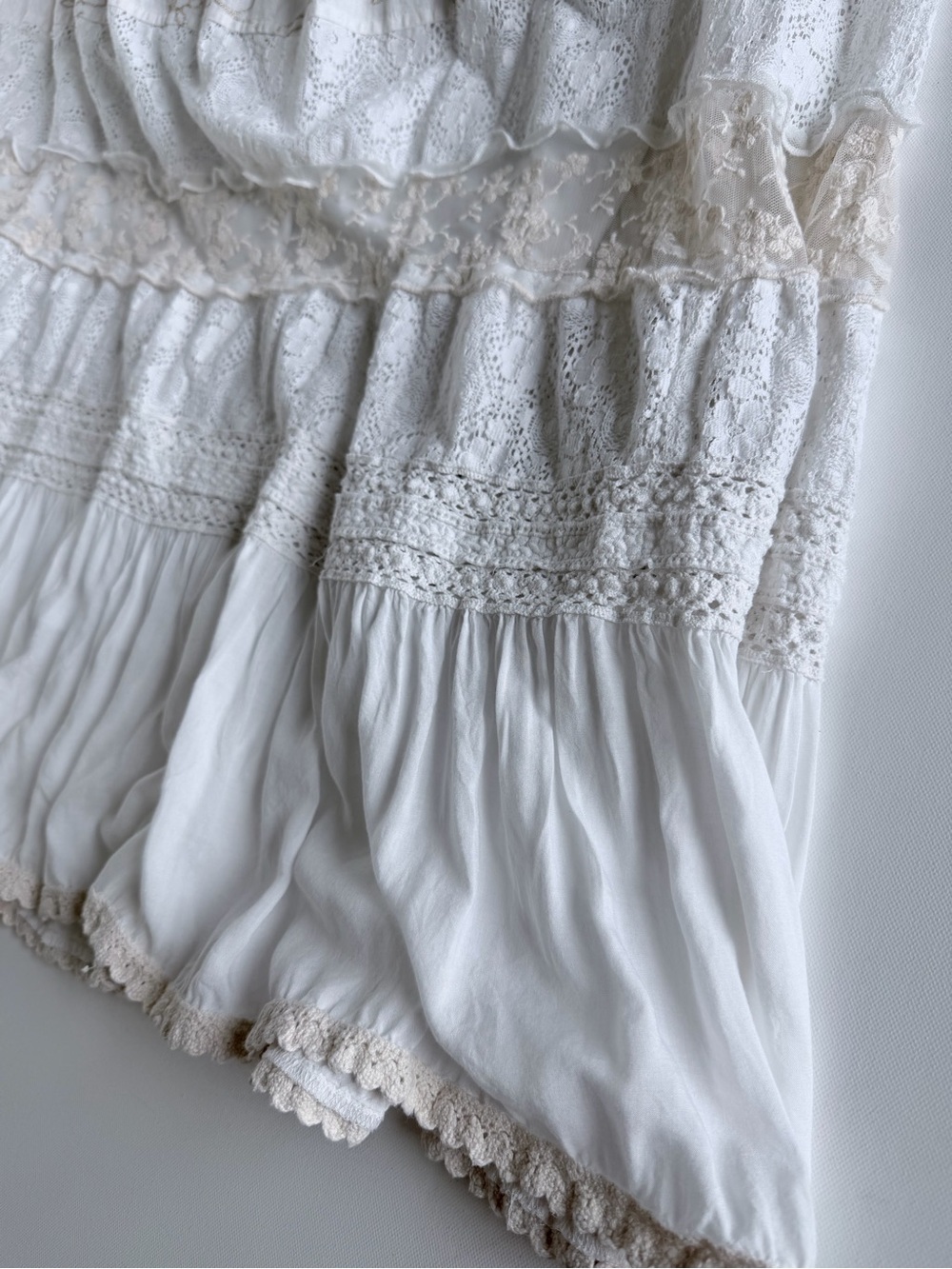 Coldwater Creek White Cotton Linen Lace Tiered Maxi Dress Petite Medium PM - Picture 15 of 16